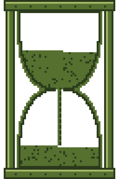 A pixel hourglass with sand running